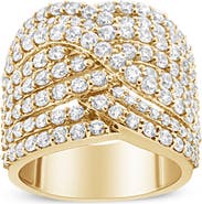 Haus of Brilliance 10K Gold 3.0 Cttw Diamond Bypass Crossover Statement Band Ring