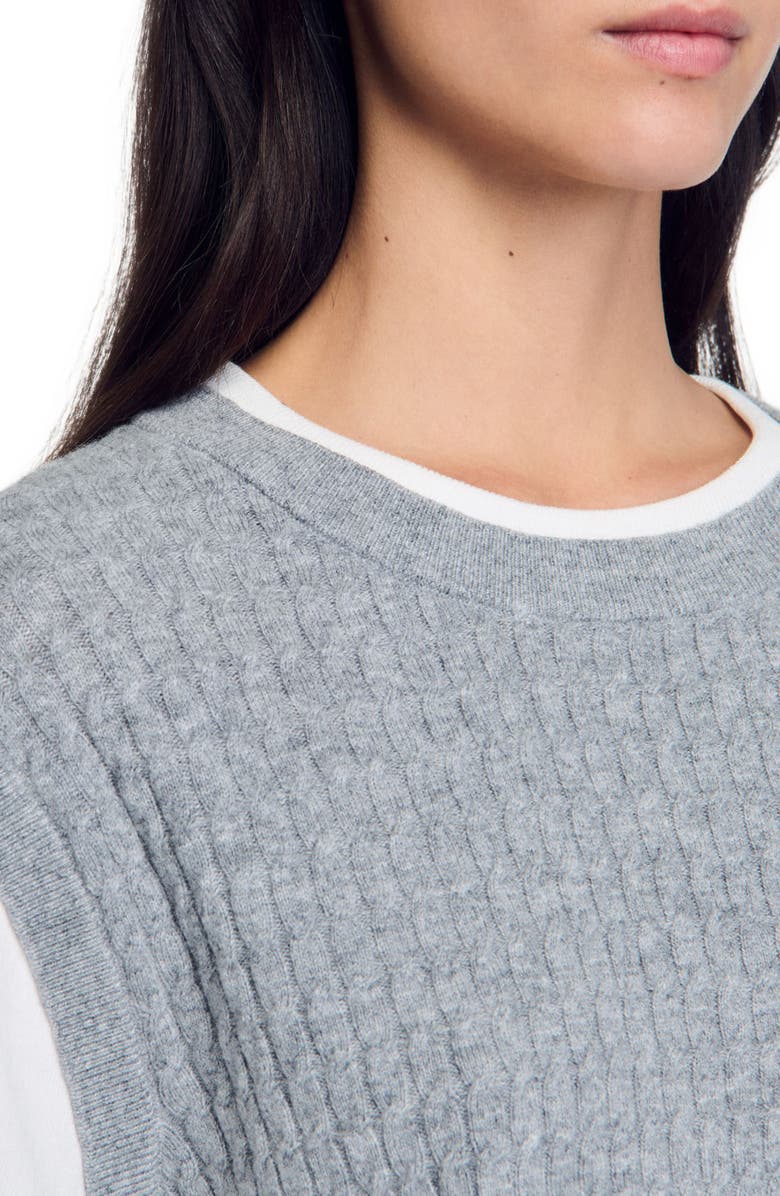 SANDRO Dual-material knit sweater, Alternate, color,