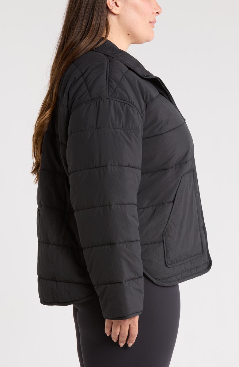 Zella Quilted Packable Jacket, Alternate, color, Black