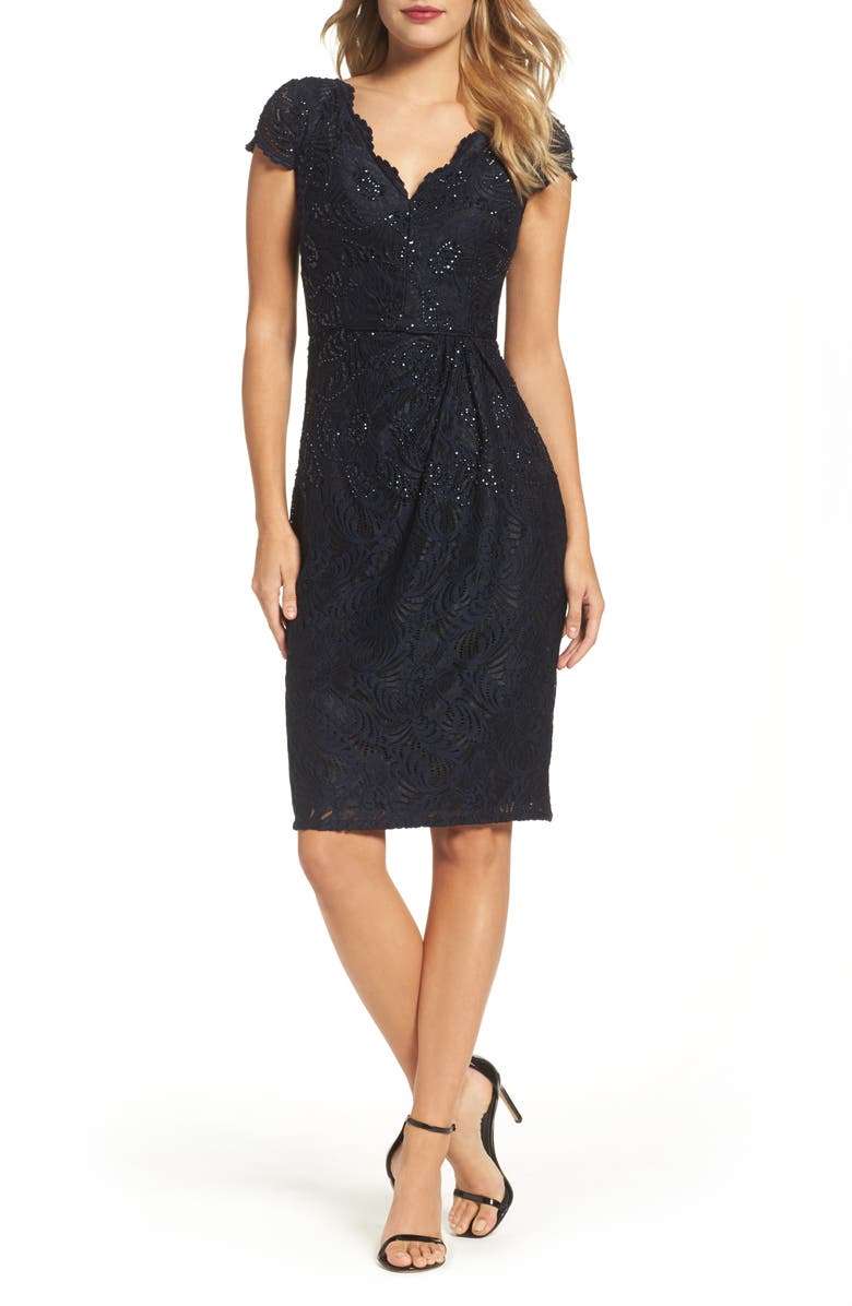 Adrianna Papell Sequin Lace Sheath Dress, Main, color, 
