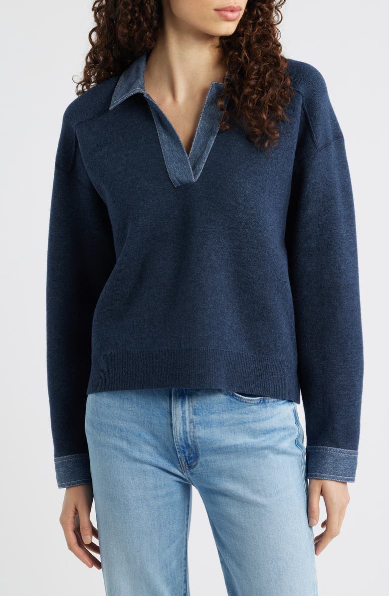 rag & bone Marie Denim Polo Sweater, Main, color,