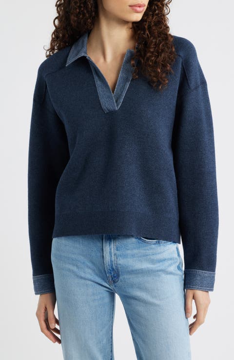 Marie Denim Polo Sweater