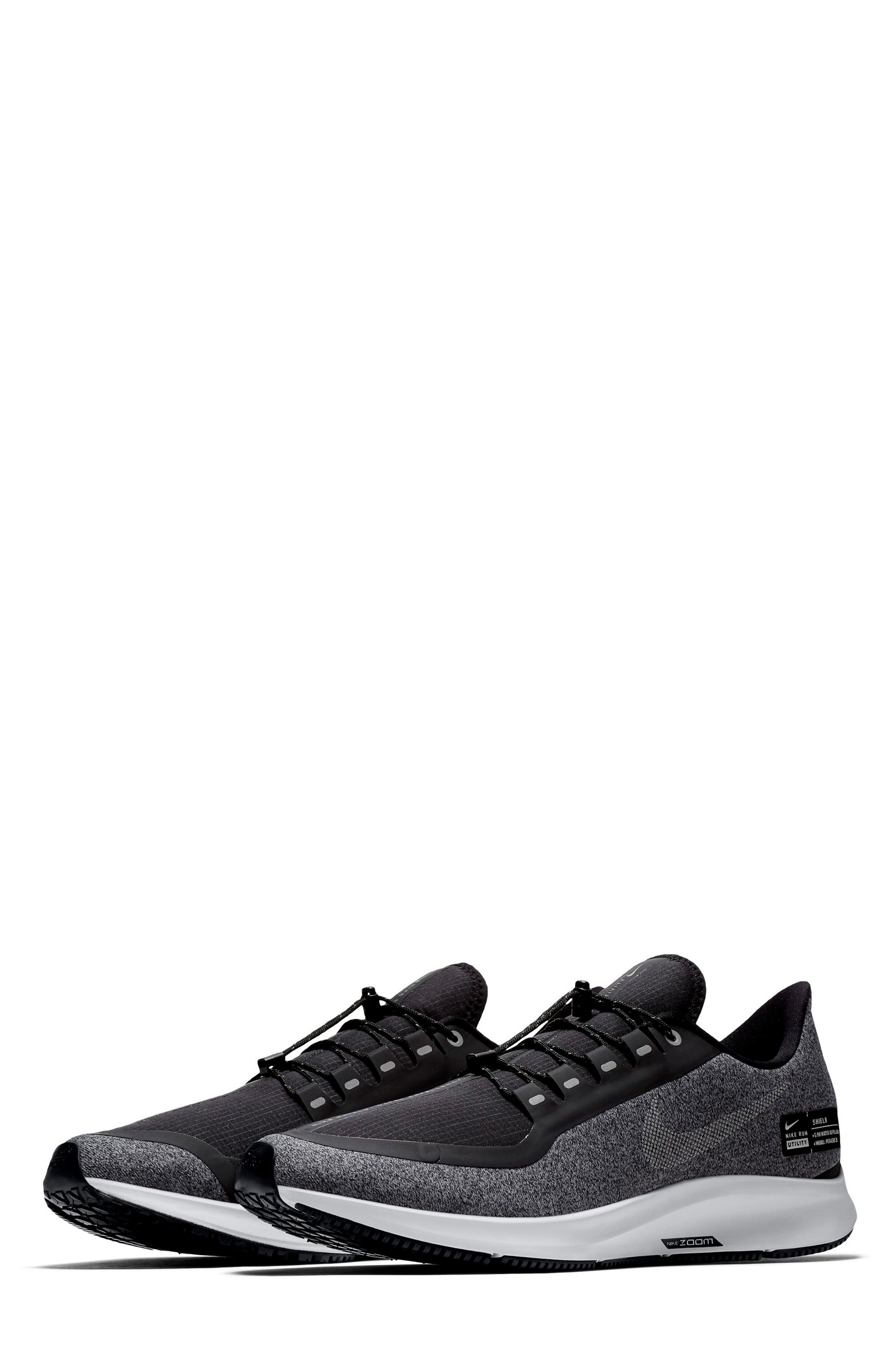 Air Zoom Pegasus 35 Shield Water Repellent Running Shoe, Main, color, BLACK/ WHITE/ COOL GREY