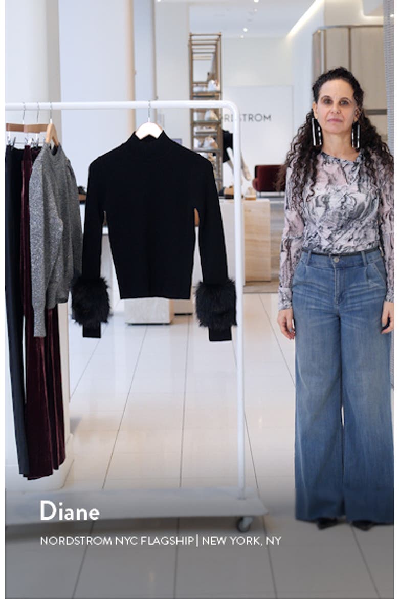 Magnus Faux Fur Trim Merino Wool Blend Rib Top video