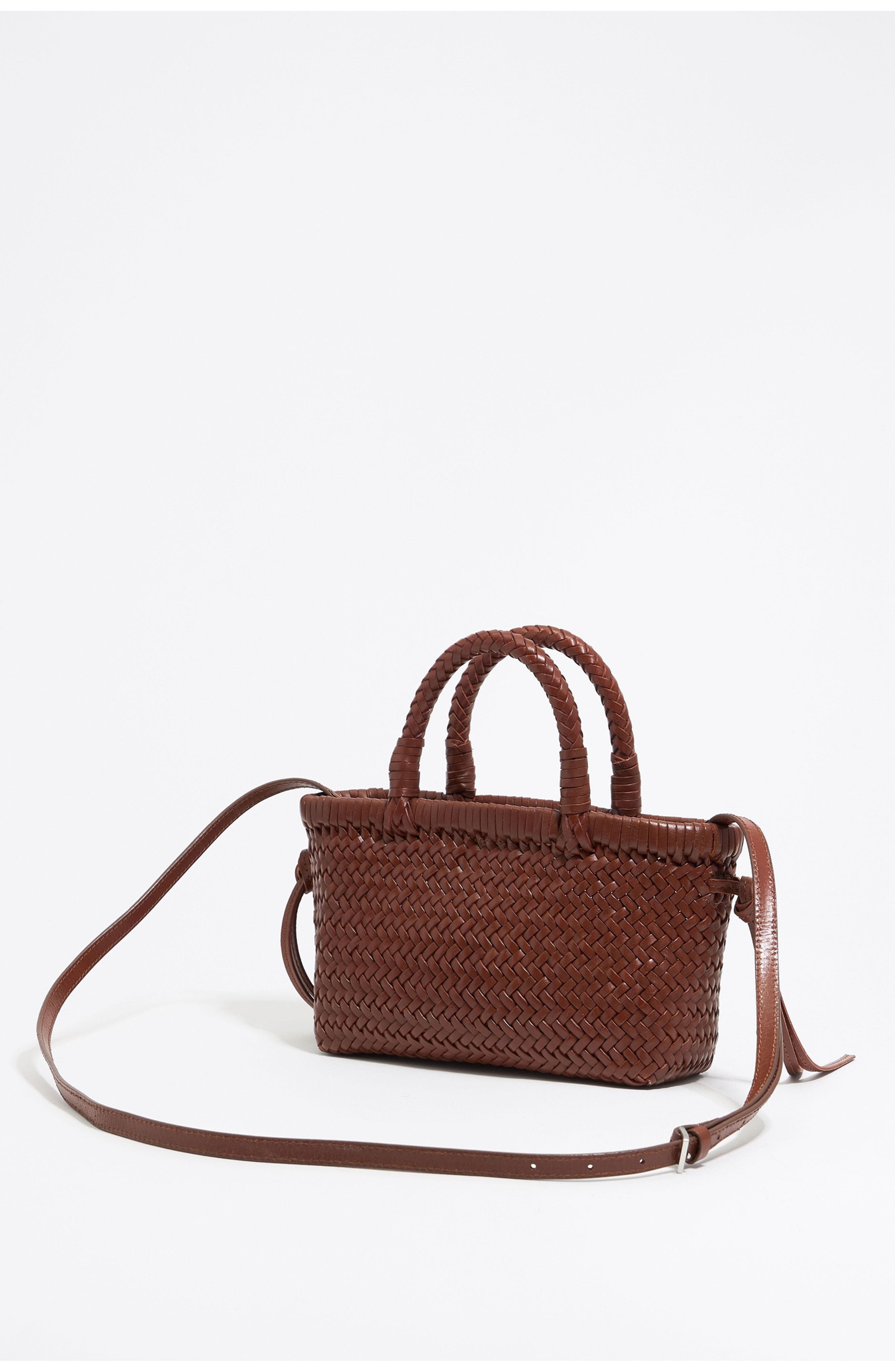 Bimba y Lola Plaited Leather Mini Bag, Alternate, color, Nut