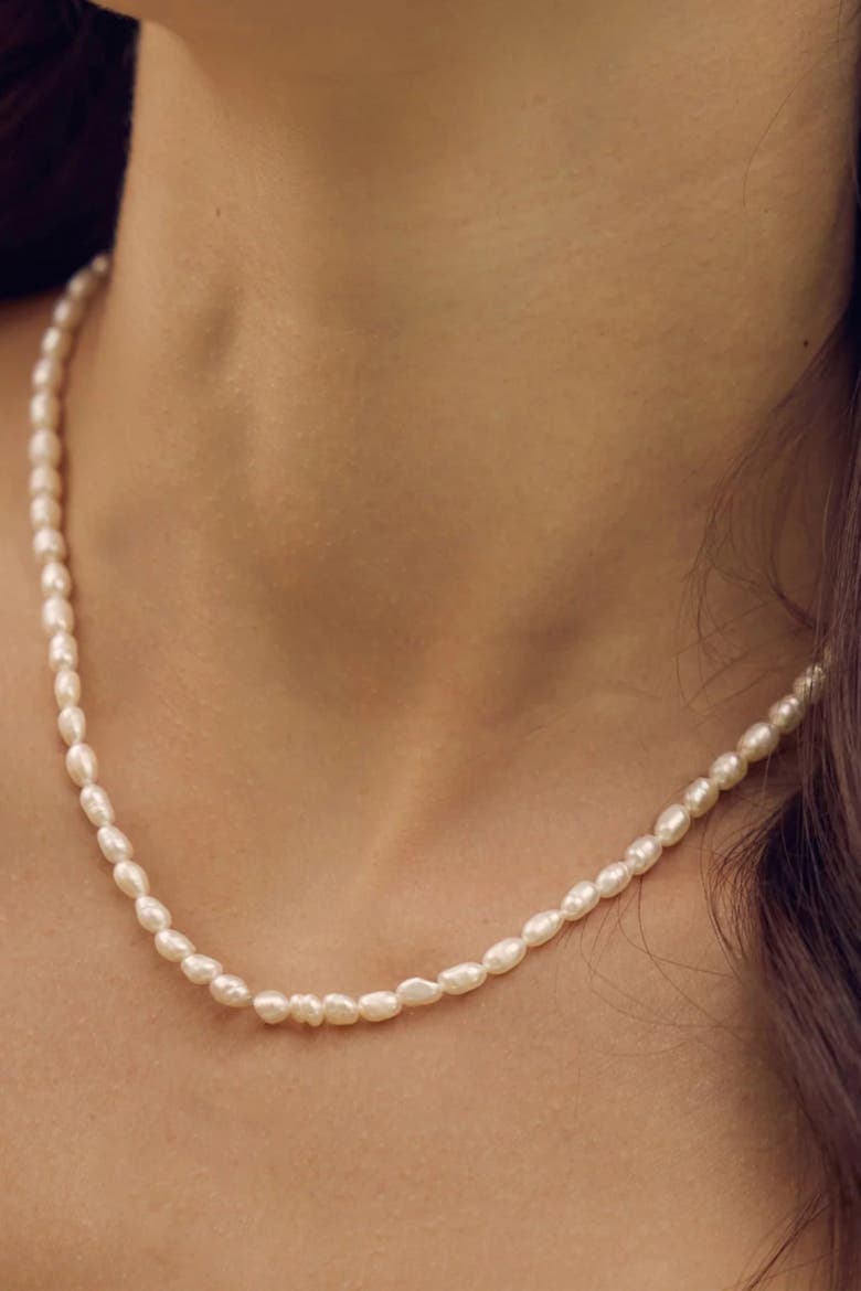 14k Gold Plated Memories Base Pearl Necklace Minimalist Piece, Alternate, color, Gold