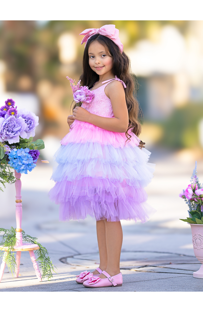 Mia Belle Girls Girls Unicorn Lace Tiered Tutu Dress, Alternate, color, 