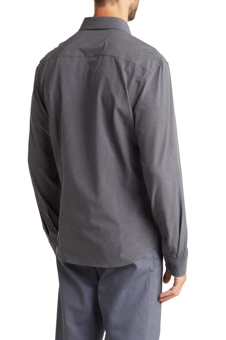 Microfiber Button-Up Shirt, Alternate, color, CHARCOAL