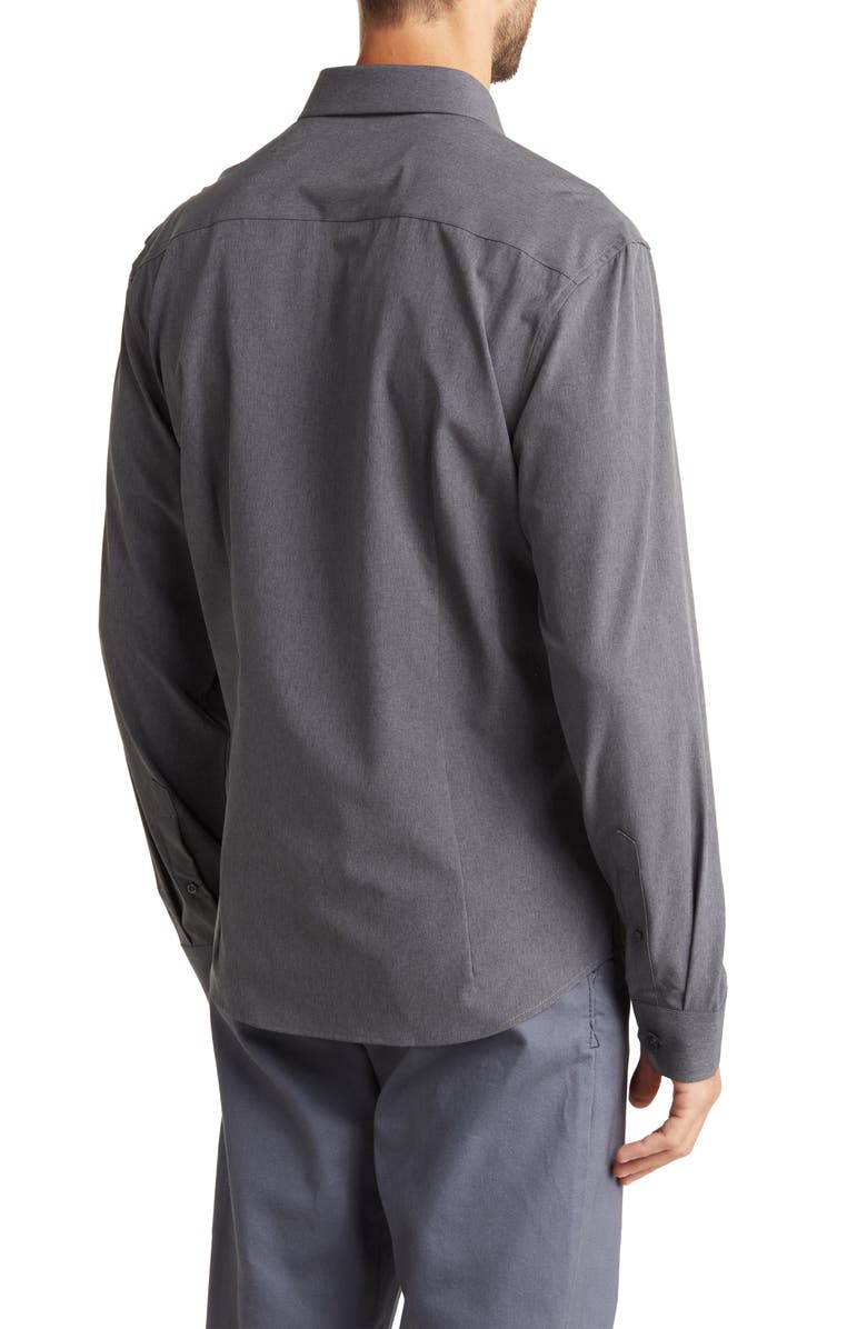 SOUL OF LONDON Microfiber Button-Up Shirt, Alternate, color, Charcoal