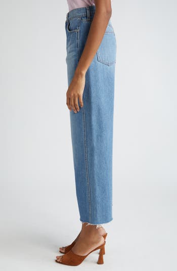 Taylor Raw Hem High Waist Crop Wide Leg Jeans