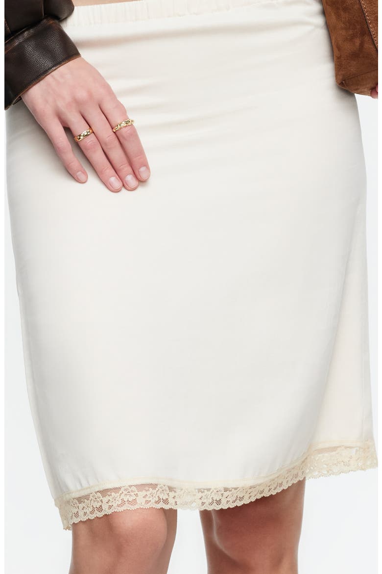 Bella Lace Detail Satin Skirt, Alternate, color, BUTTER