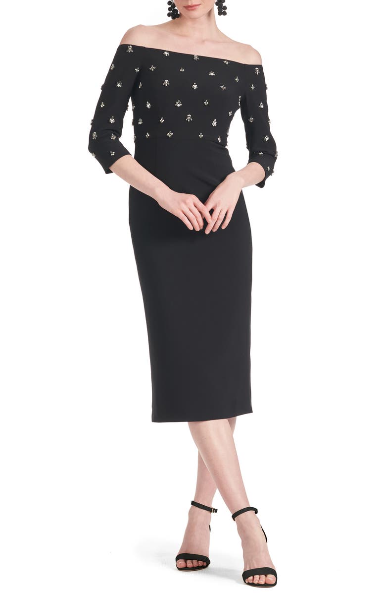 Sachin & Babi Fatima Embellished Off the Shoulder Midi Cocktail Dress, Main, color, 