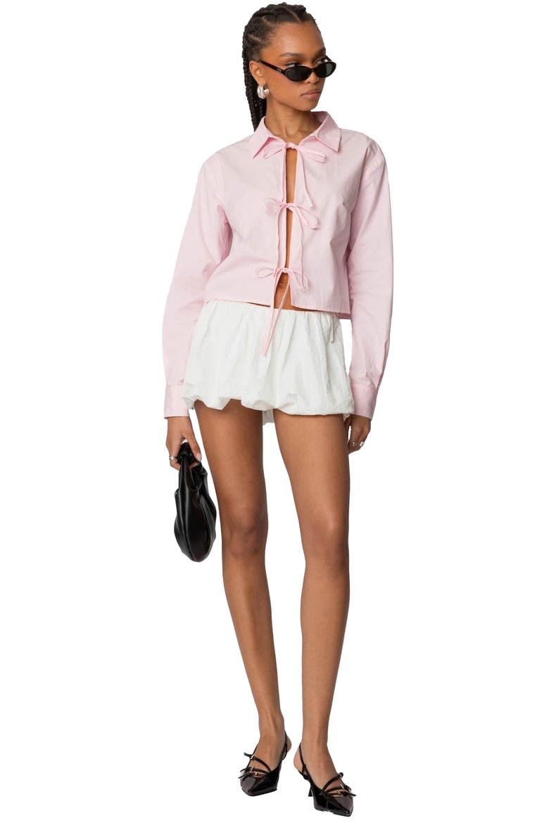 Melrose Cotton Tie Front Shirt, Alternate, color, LIGHT-PINK