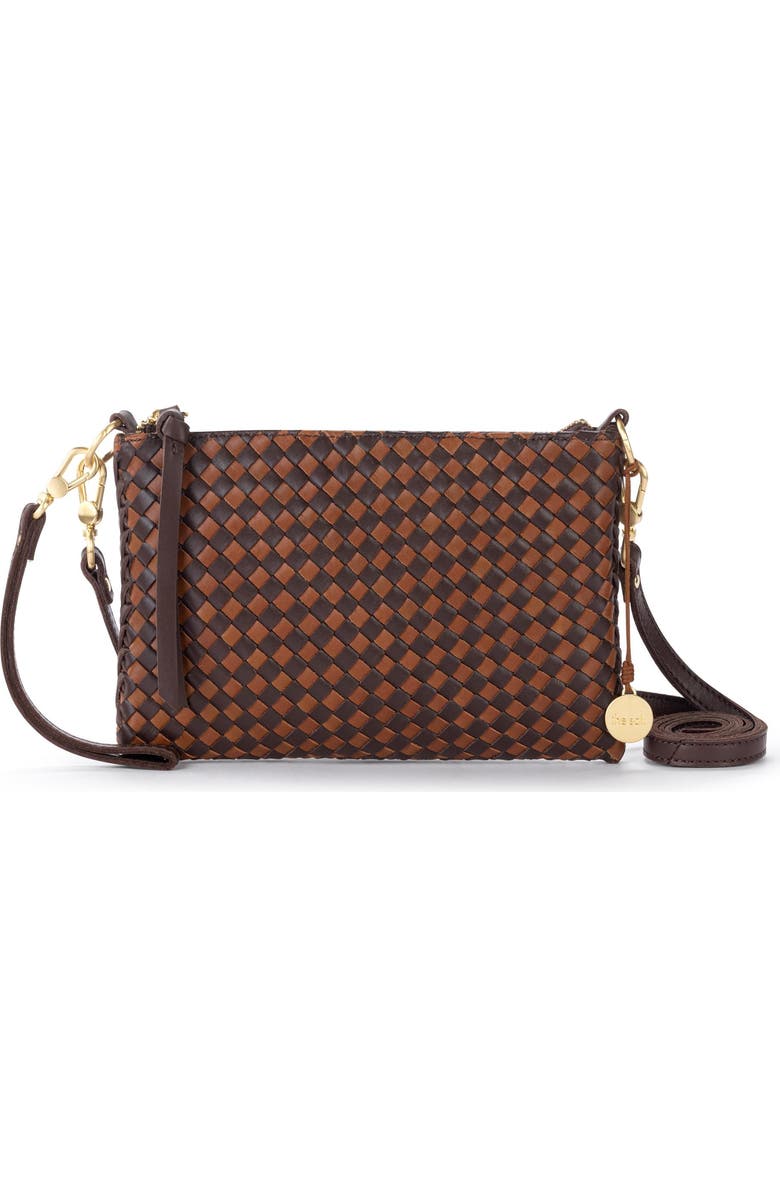 The Sak Vita Hand Woven Leather Crossbody Wristlet, Alternate, color, Mahogany Cognac Woven