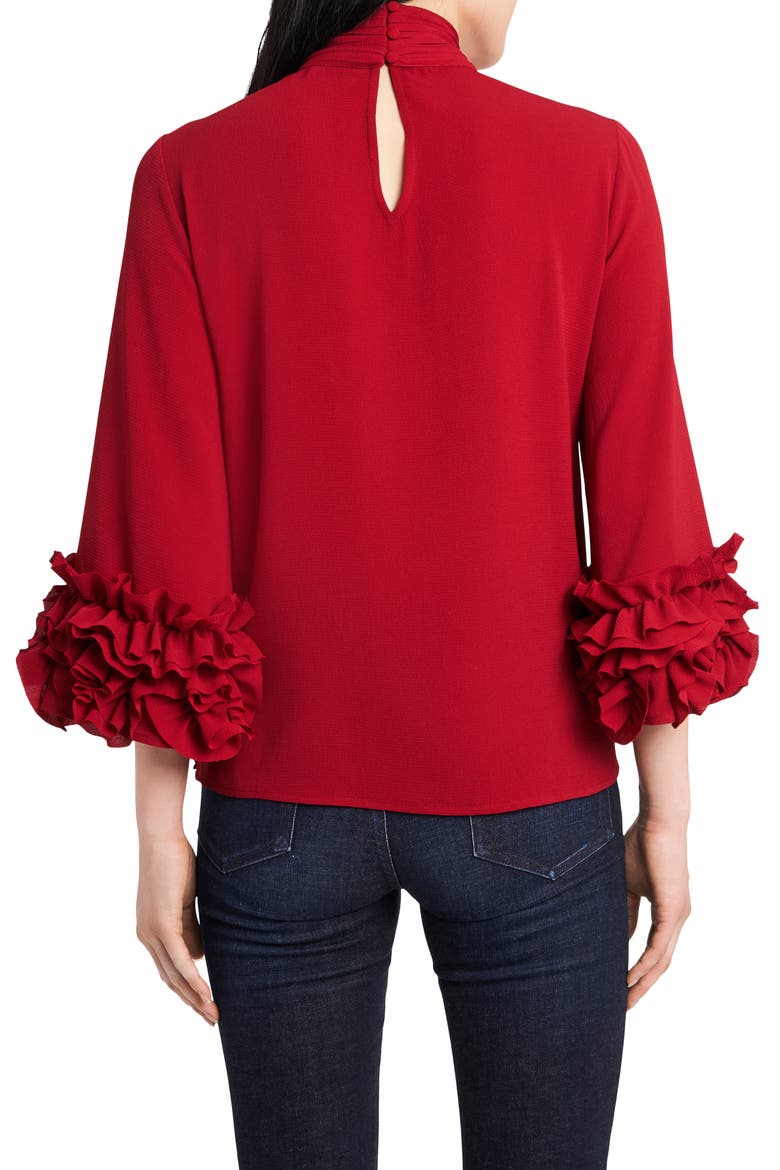 Ruffle Sleeve Blouse, Alternate, color, DEEP RED