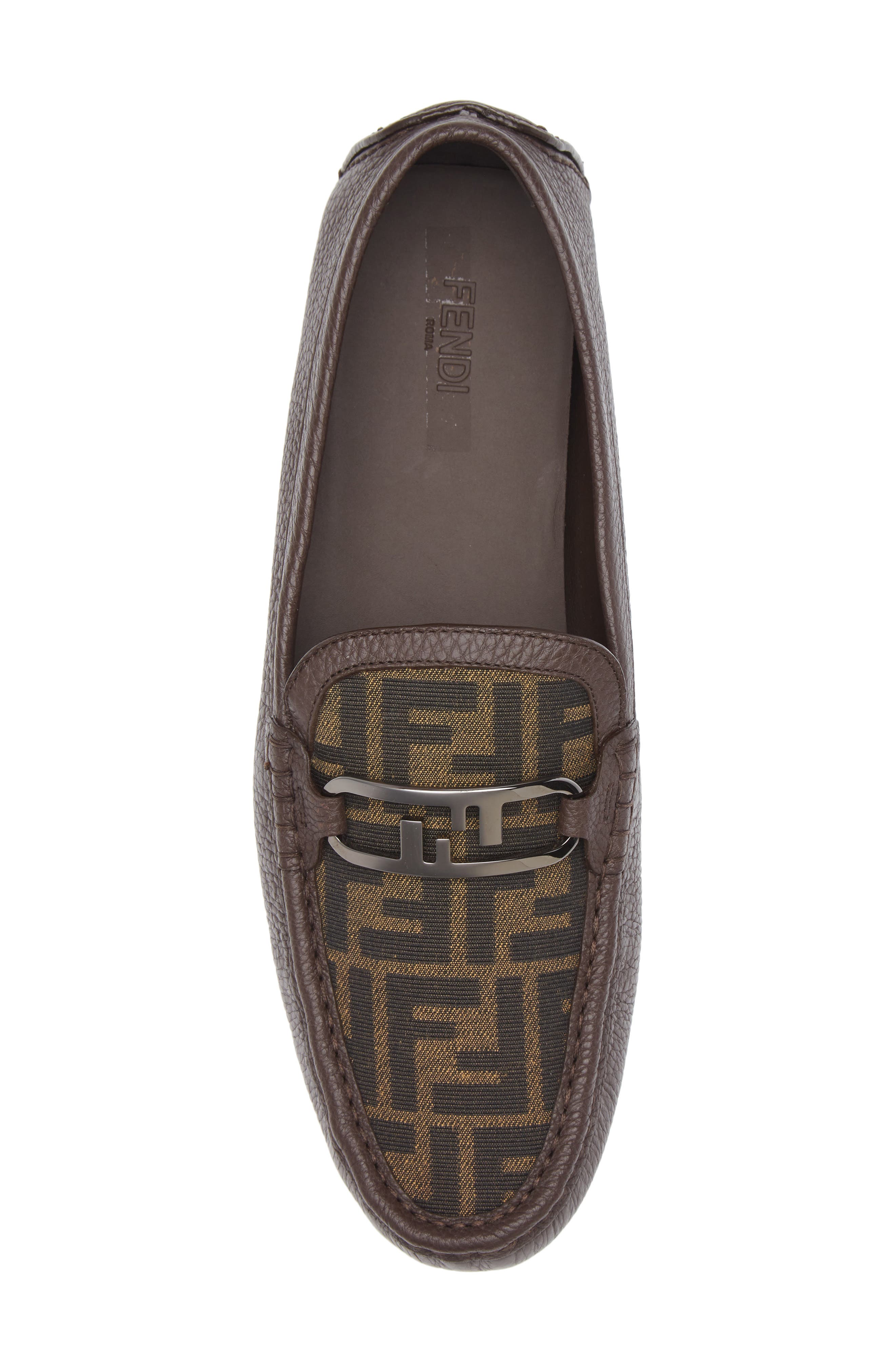 Fendi O'Lock Mixed Media Driving Loafer, Alternate, color, 