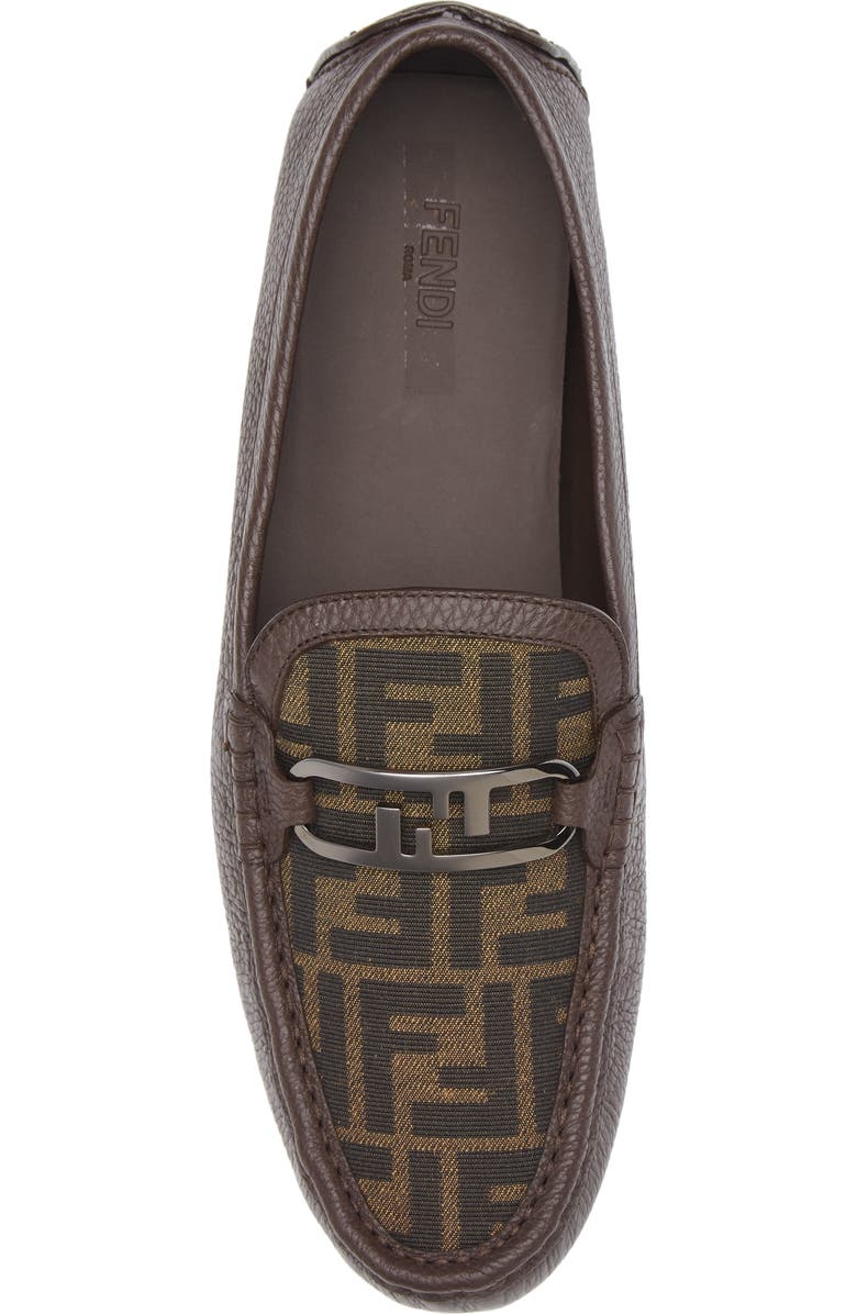 Fendi O'Lock Mixed Media Driving Loafer, Alternate, color, Tabacco Nero/Dark Brown