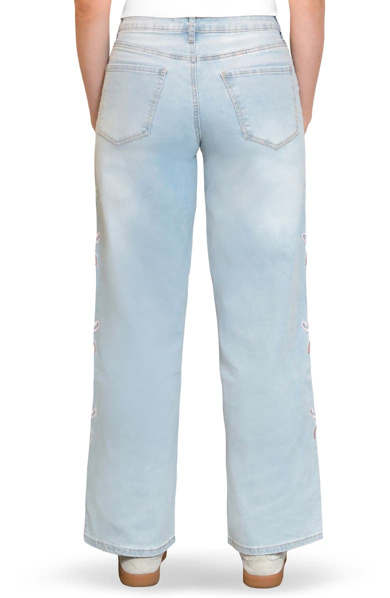 Madden Girl Bow Embroidered '90s Wide Leg Jeans, Alternate, color, Light Wash
