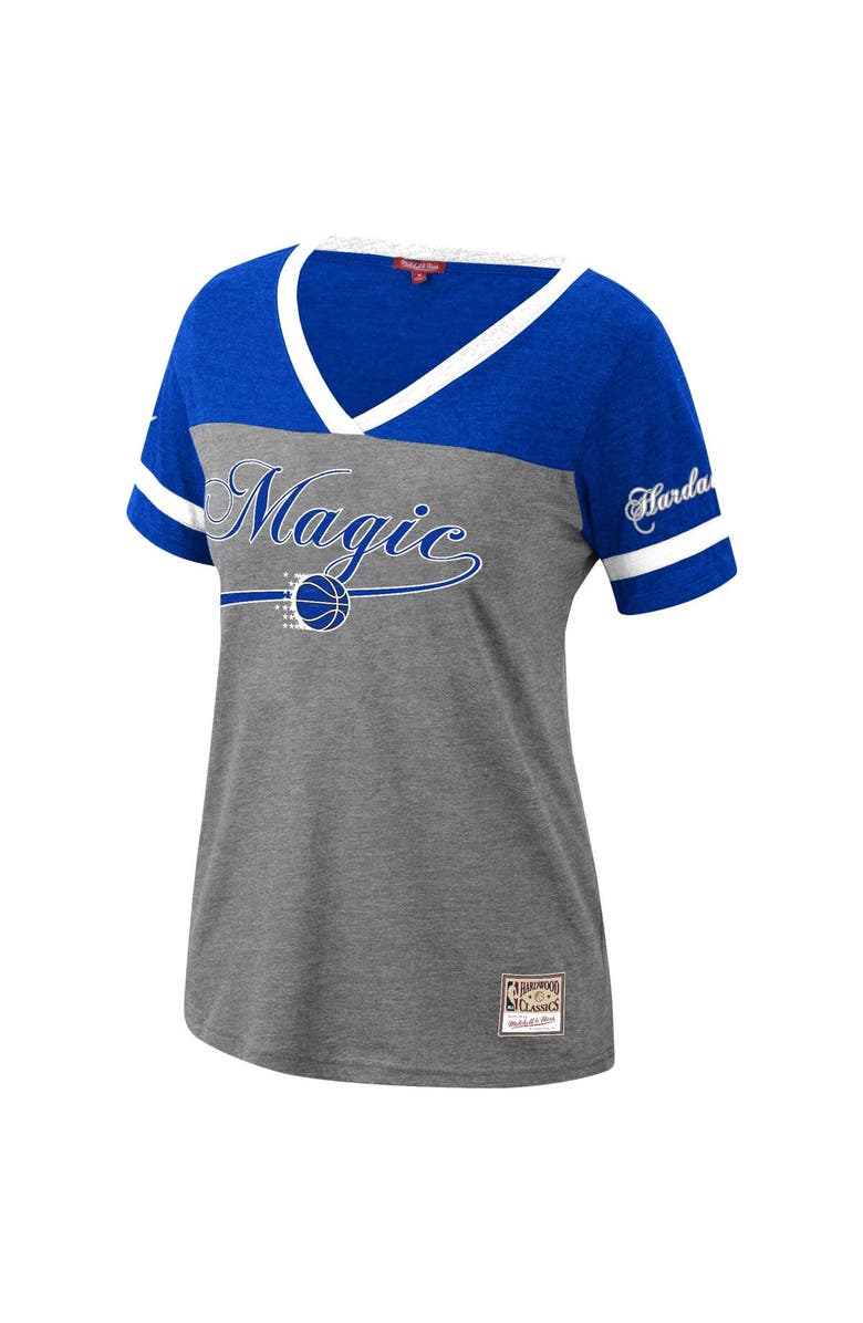 Mitchell & Ness Women's Mitchell & Ness Penny Hardaway Heathered Charcoal Orlando Magic Team Captain V-Neck T-Shirt, Alternate, color,