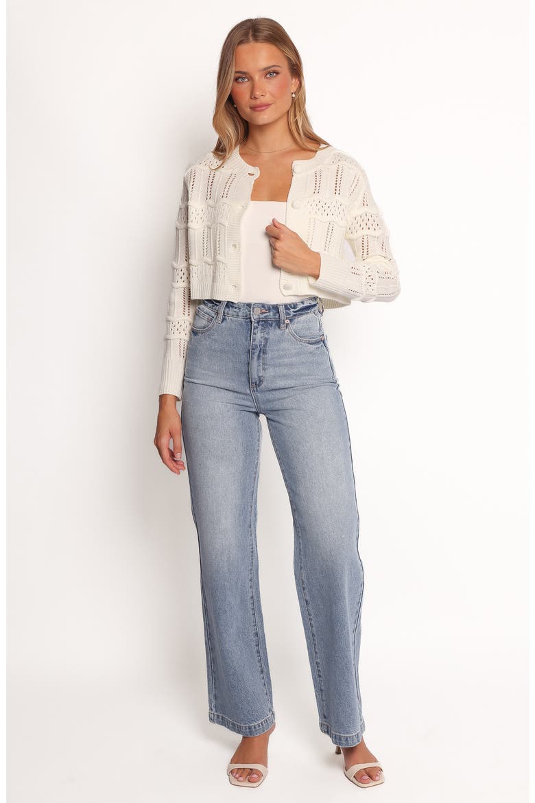 Aidy Pointelle Crop Cardigan, Alternate, color, WHITE