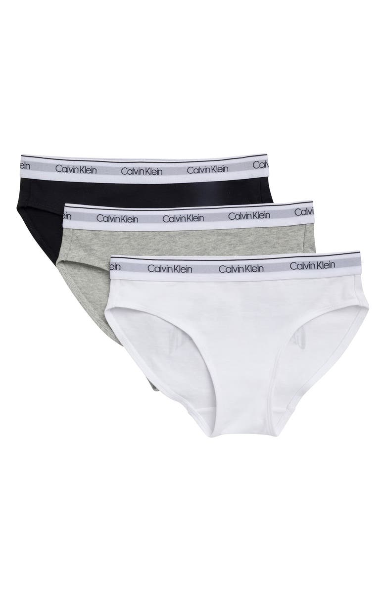 Calvin Klein Kids' NYC Collection 3-Pack Assorted Briefs, Main, color, White/ Heather Grey/ Blk