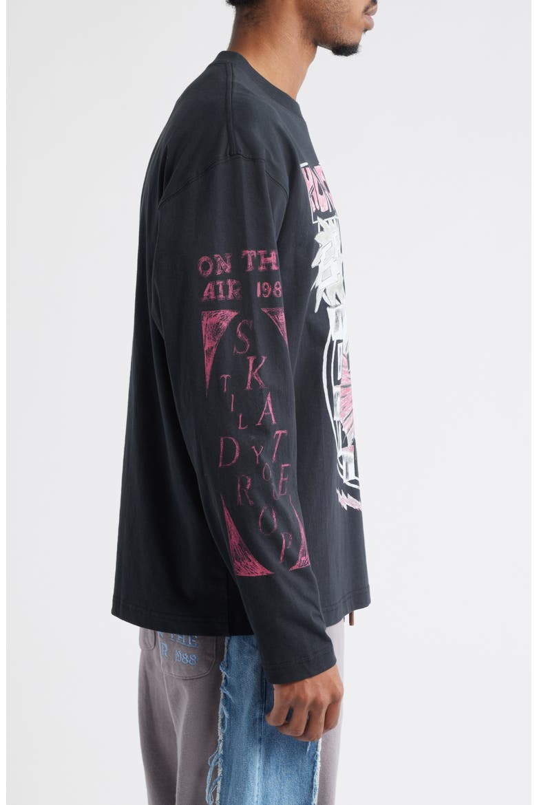 Night Skate Long Sleeve Cotton Graphic T-Shirt, Alternate, color, BLACK