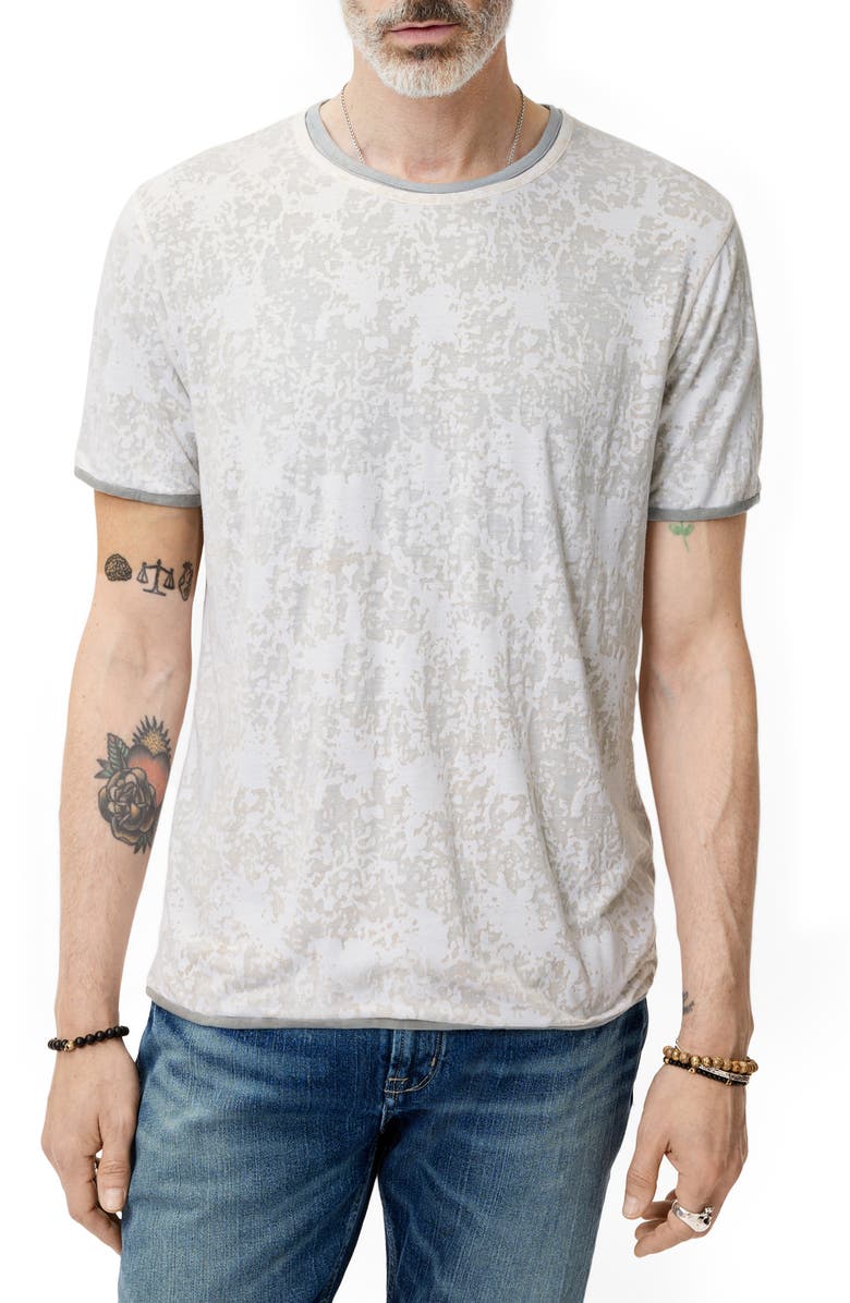 John Varvatos Reyes Reversible Burnout T-Shirt, Main, color, White