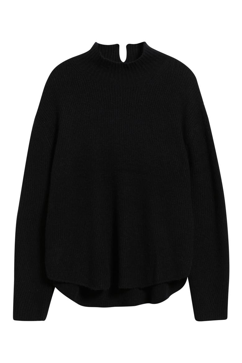 Shirttail Mock Neck Sweater, Alternate, color, BLACK