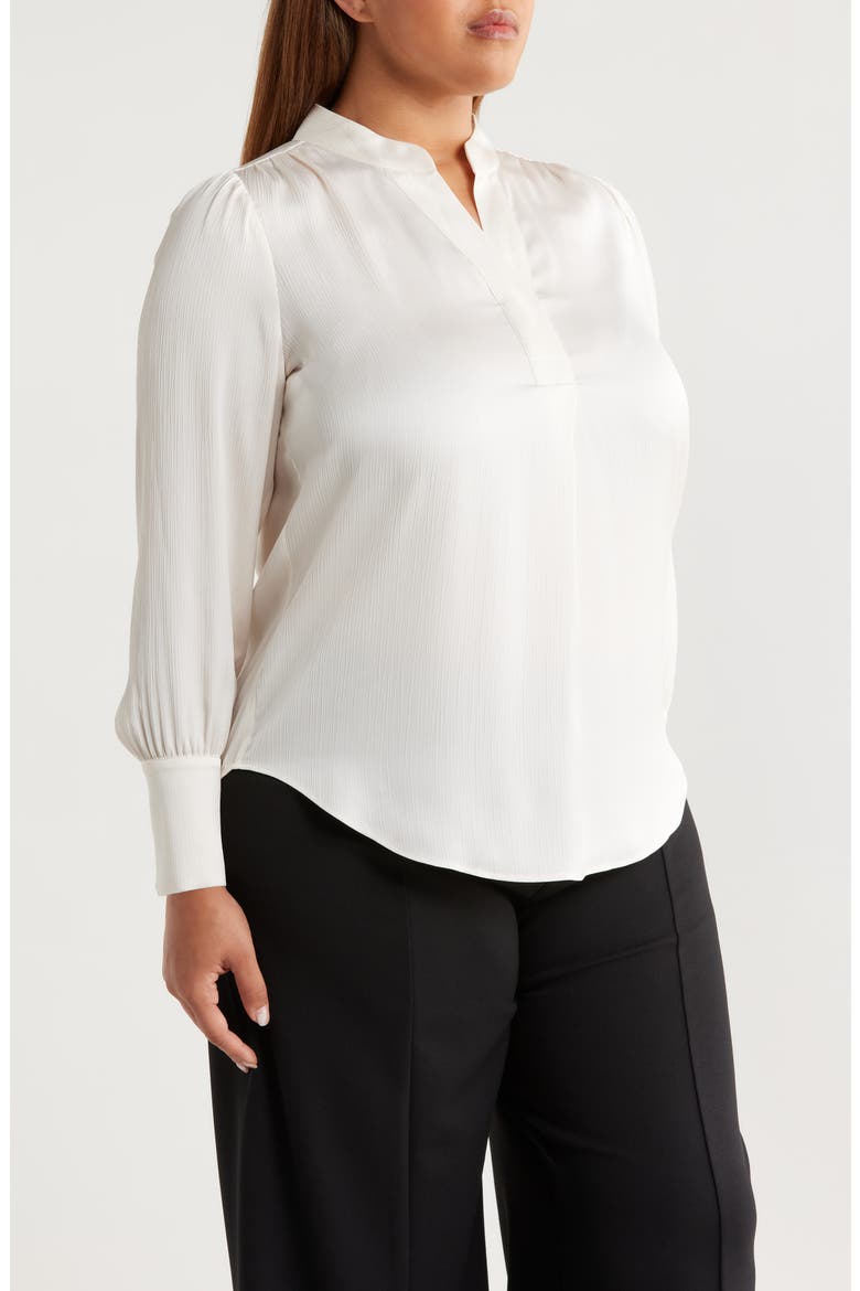 Textured Crepe Long Sleeve Top, Alternate, color, WHITE DOVE