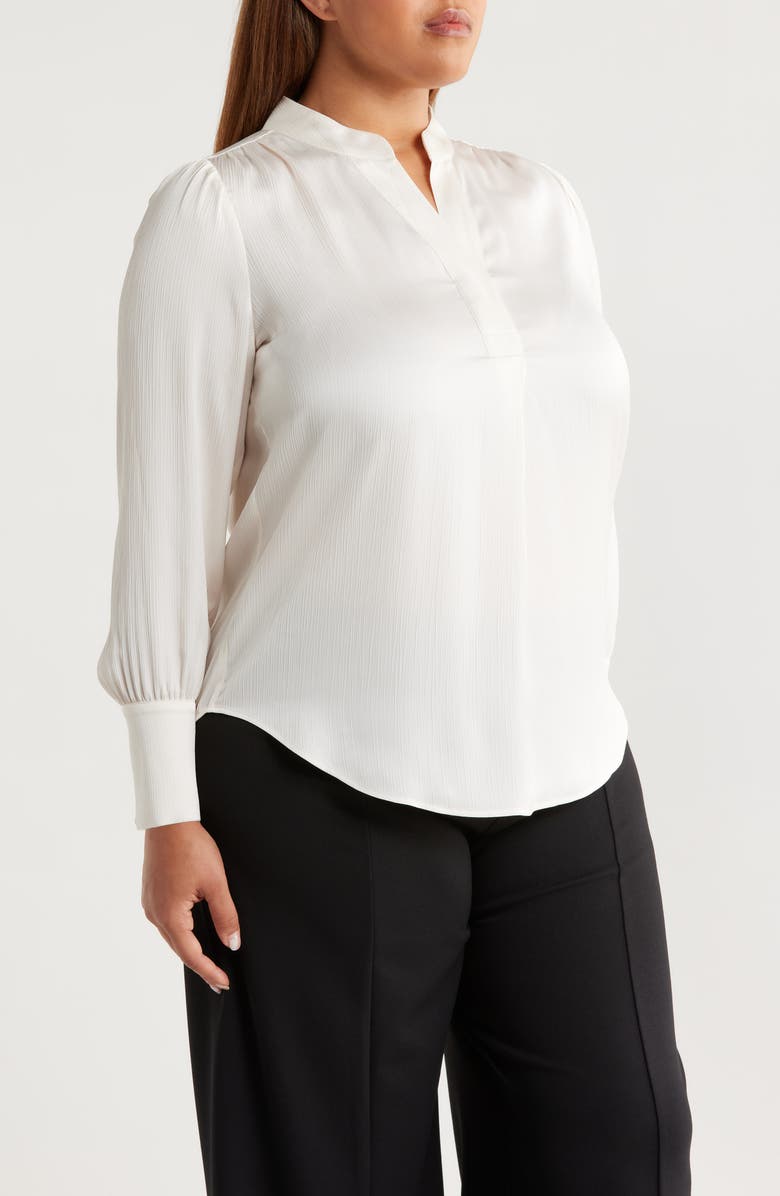 Anne Klein Textured Crepe Long Sleeve Top, Alternate, color, 