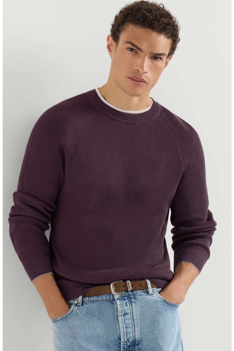 Cotton English rib sweater with raglan sleeves, Alternate, color, Grey