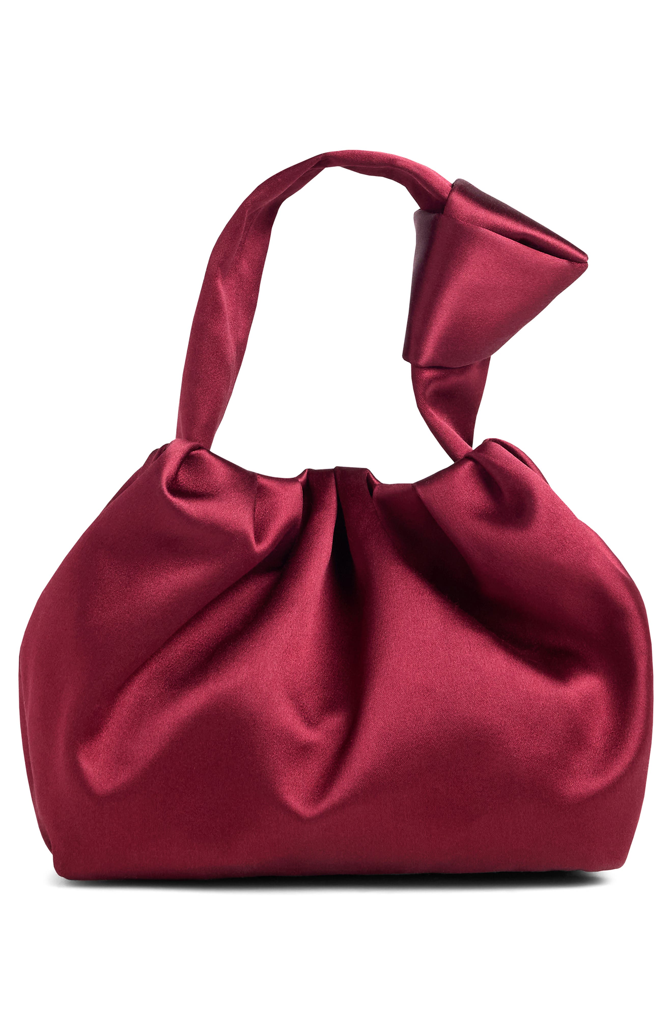 Satin Handheld Bag, Main, color, CRANBERRY