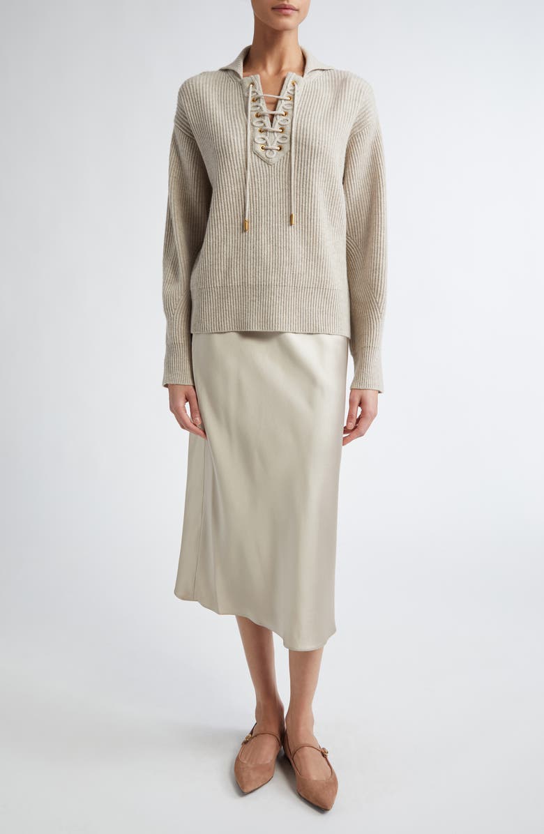 Max Mara Eccelso Lace-Up Wool & Cashmere Sweater, Alternate, color,