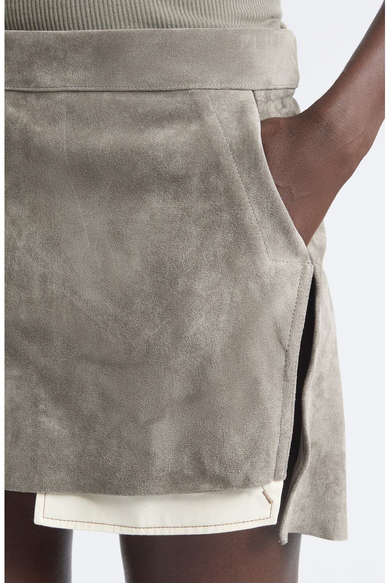 Fog Asymmetric Suede Miniskirt, Alternate, color, STEEL