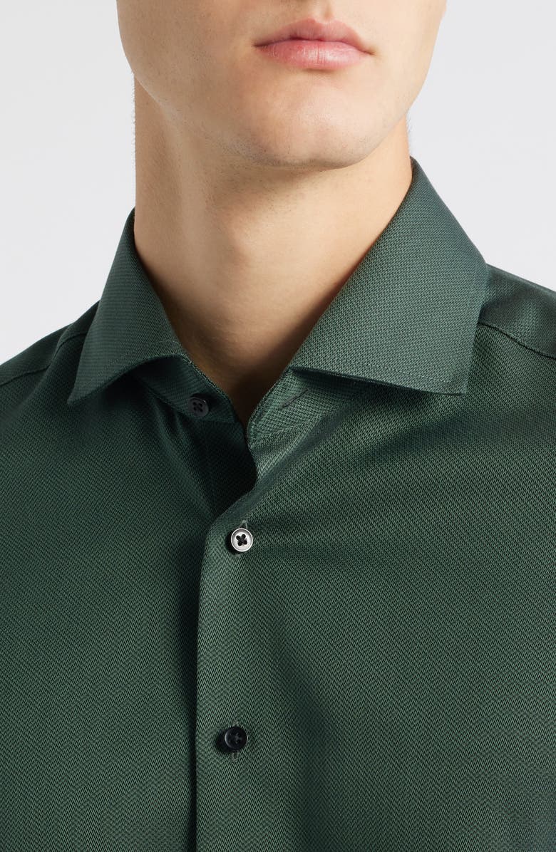 1863 by Eterna Slim Fit Solid Non-Iron Cotton Dobby Dress Shirt, Alternate, color, Dark Green
