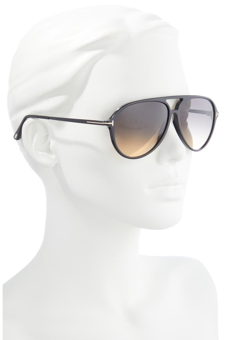 Samson 62mm Gradient Oversize Aviator Sunglasses, Alternate, color, SBLK/SMKG