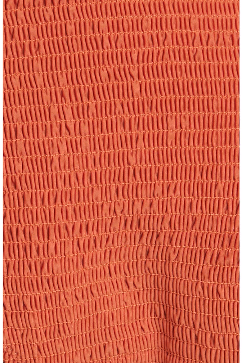 Totême Smocked Bikini Top, Alternate, color, BURNT ORANGE