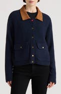 Hunter Quilted Stitch Sweater Jacket with Faux Suede Collar