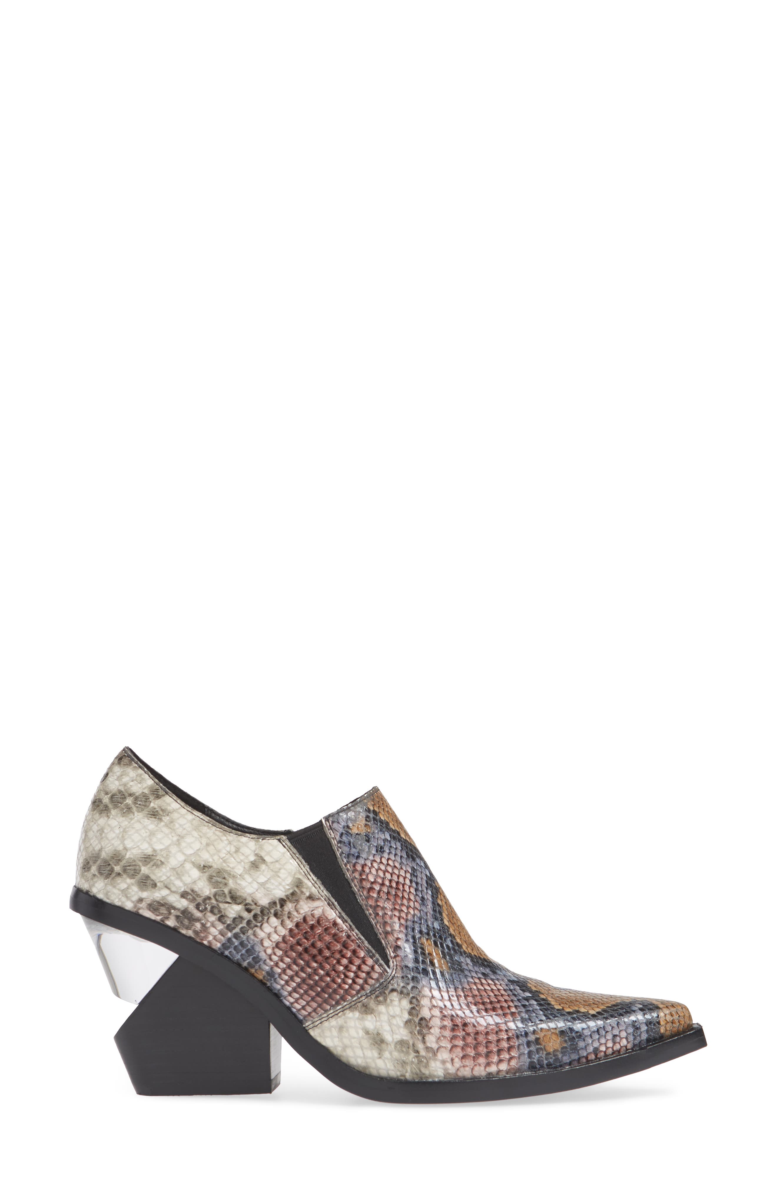 Flux Notched Heel Bootie, Alternate, color, GREY WINE SNAKE BLACK