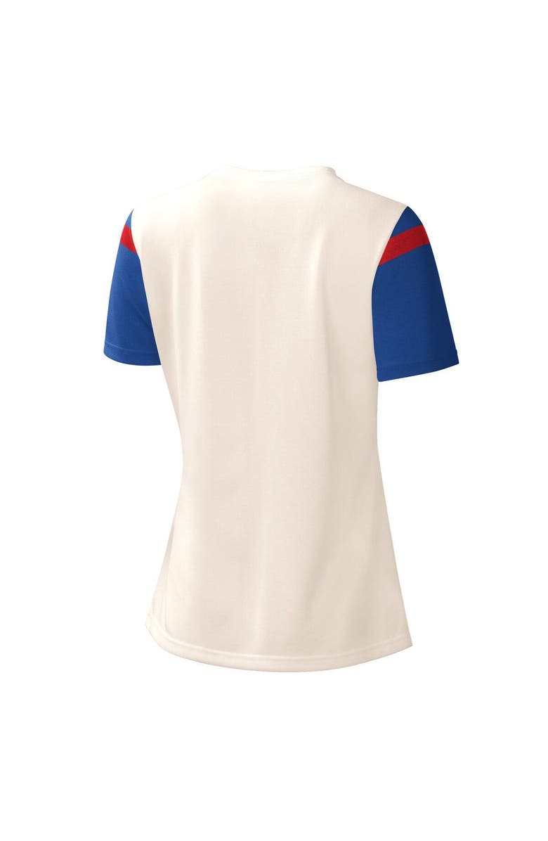 STARTER Women's Starter White Buffalo Bills Kick Start V-Neck T-Shirt, Alternate, color, Cream