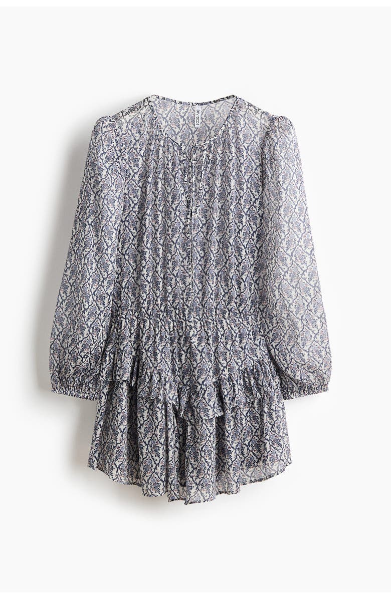 H&M Flounce-trimmed dress, Alternate, color, Cream/Floral