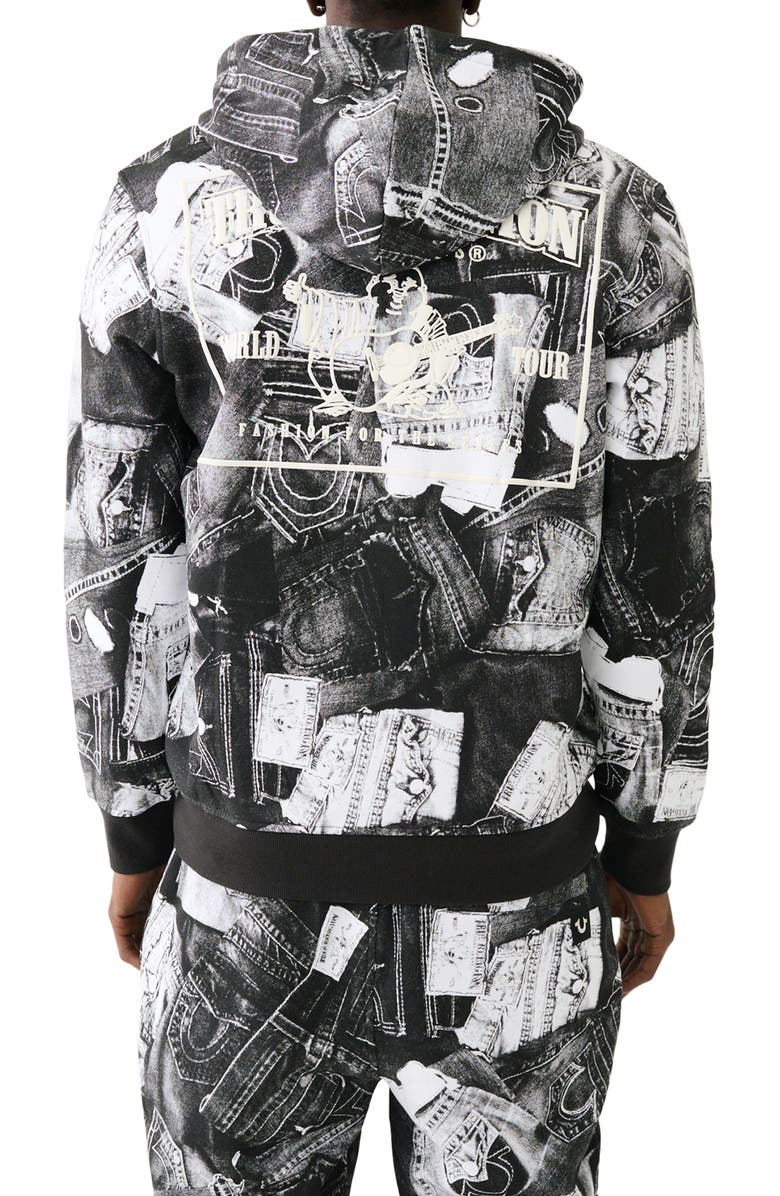 True Religion Brand Jeans Half Tone Cotton Zip-Up Hoodie, Alternate, color, 