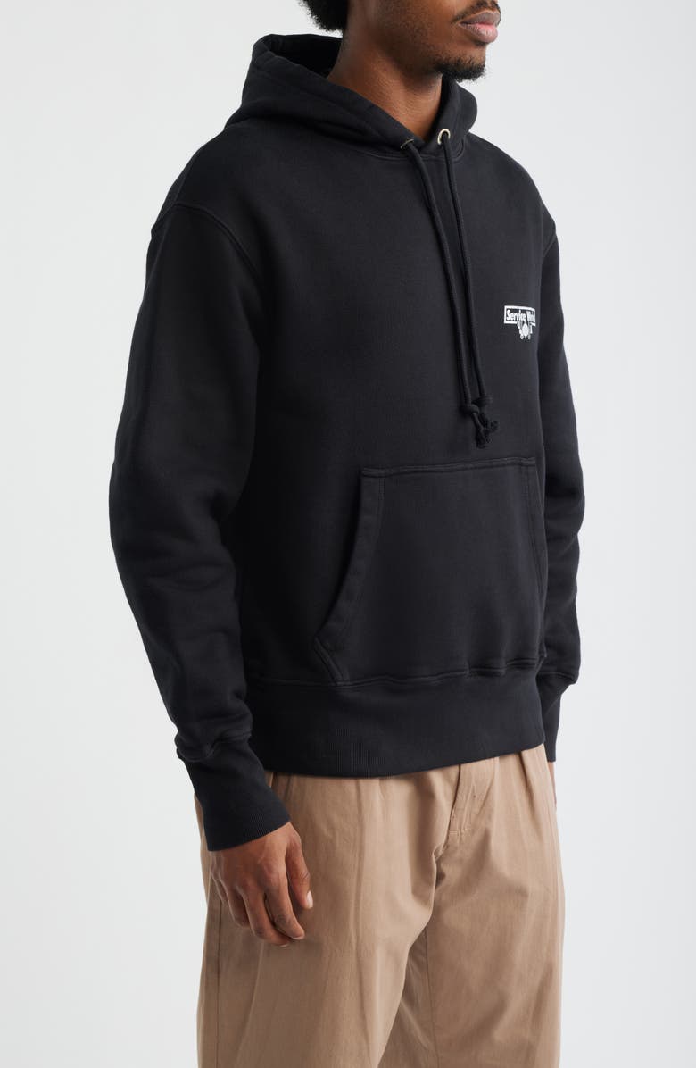 Service Works Logo Graphic Organic Cotton French Terry Hoodie, Alternate, color, Black