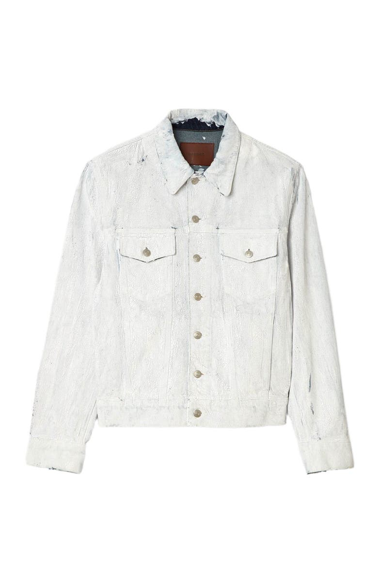 SANDRO Cracked coated denim jacket, Alternate, color, White