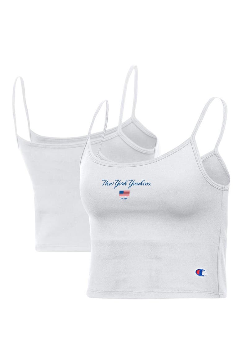 Women's Champion White New York Yankees America Scoop Tank Top, Main, color, White