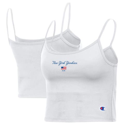 Women's Champion White New York Yankees America Scoop Tank Top