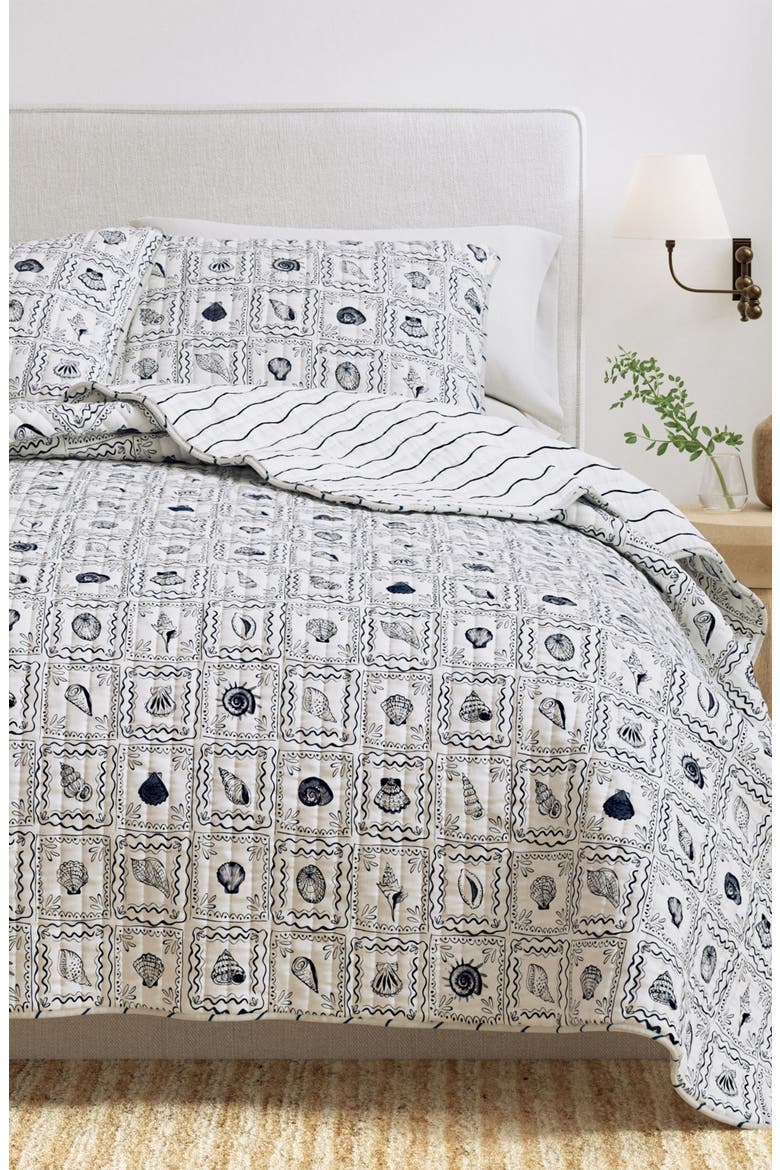 Coastal Seashell Tile Reversible Quilt Set, Alternate, color, SEASHELL TILE