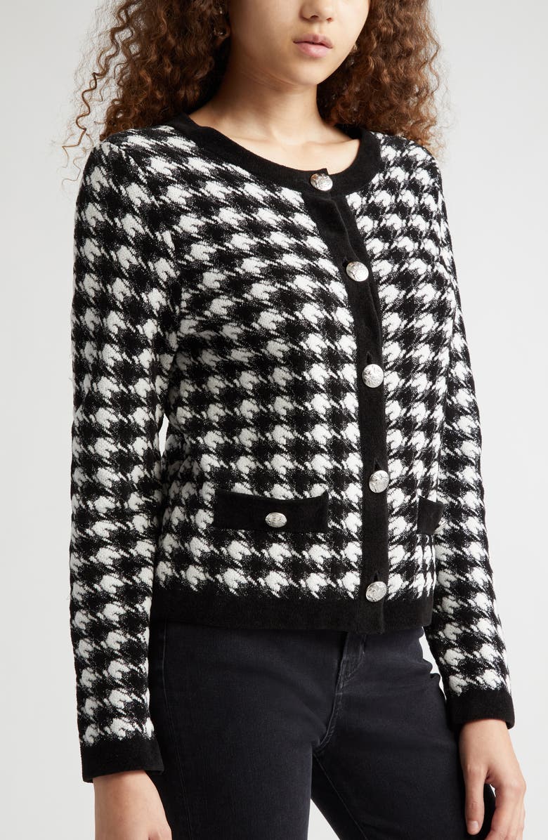 Veronica Beard Primrose Check Cotton Blend Tweed Cardigan, Alternate, color,