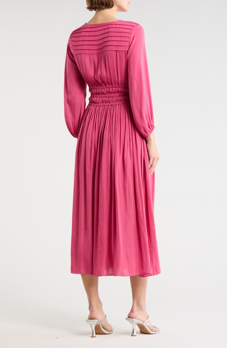 T Tahari Shirred Waist Long Sleeve Maxi Dress, Alternate, color, Bombay Pink