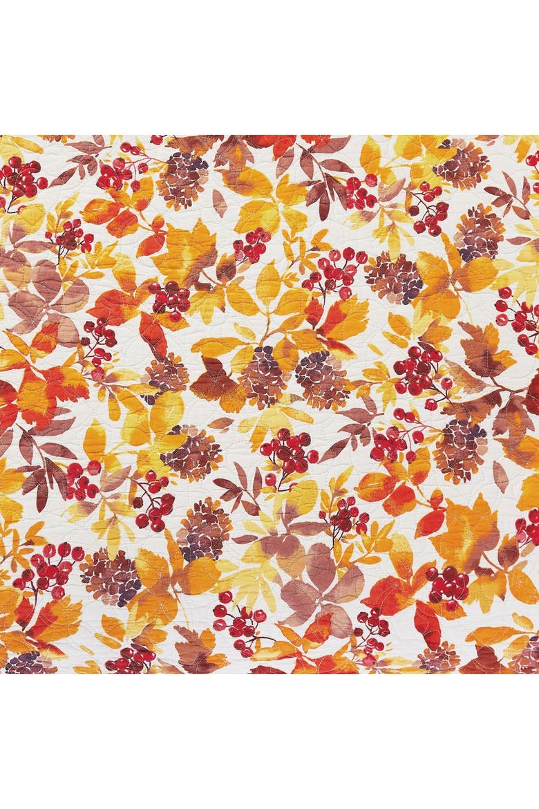 Cordelia Watercolor Falling Leaves Quilted 100% Cotton Table Runner 14" x 51", Alternate, color, Orange